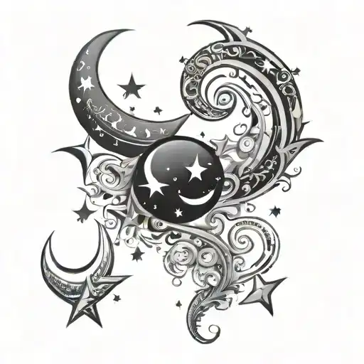 Twinkle Stars And Swirl And Moon
