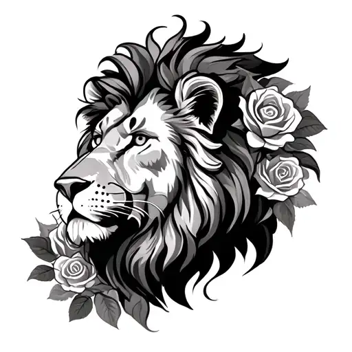 Lion And Roses