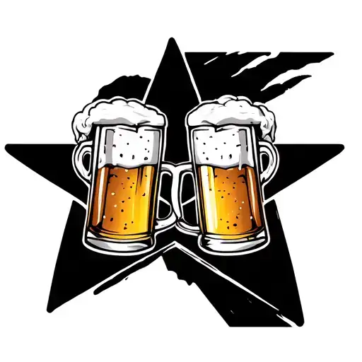 Karlovac Star With Two Sirens Inside That Are Toasting With Beer Pints