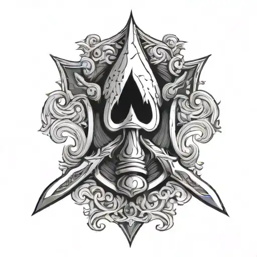 Spade Symbol With Knife Through It