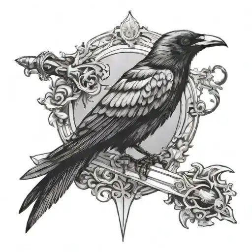 Long Sword With A Crow