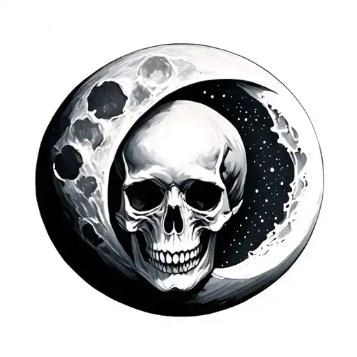 Cresent Moon And Skull