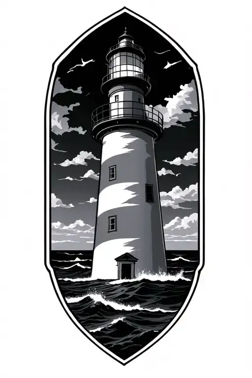 Lighthouse With Marine Logo And Usn Intertwined
