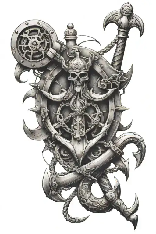 Viking And Nautical Elements Like Anchors