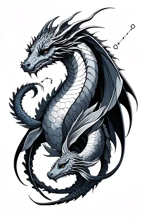 Adragon And Pisces And The Constellation Intertwined