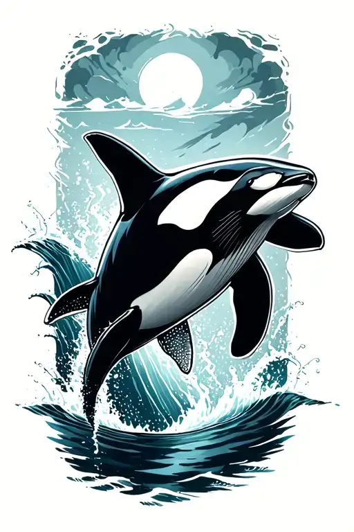 Orca Jumping Line Drawing
