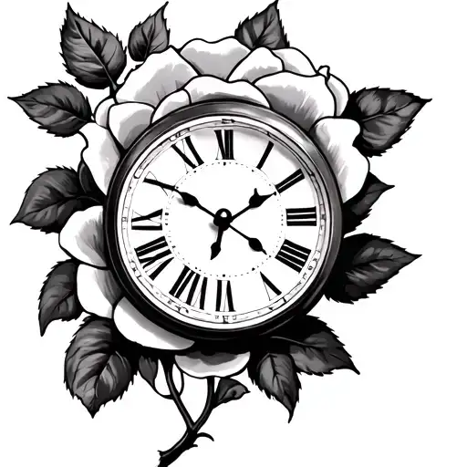 Clock With A Rose For Inside