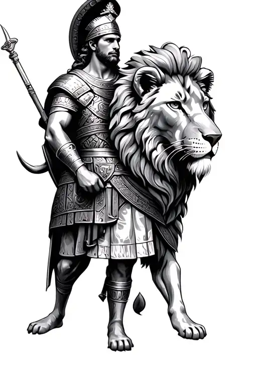 Roman Soldier With Lion