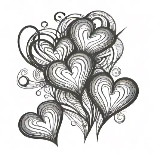 Abstract Lines Of Medium Width And 3 Small Hearts