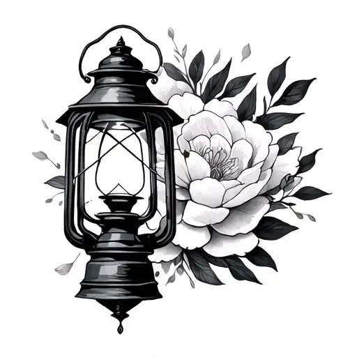 Single Line Tattoo Lantern