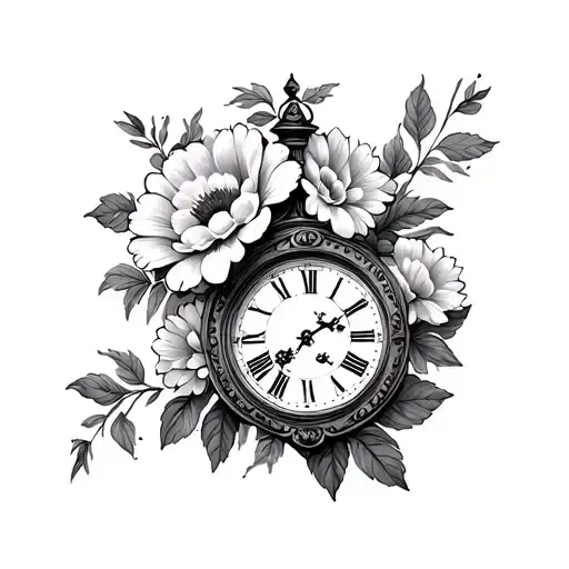 Grandfather Clock Birth Flowers