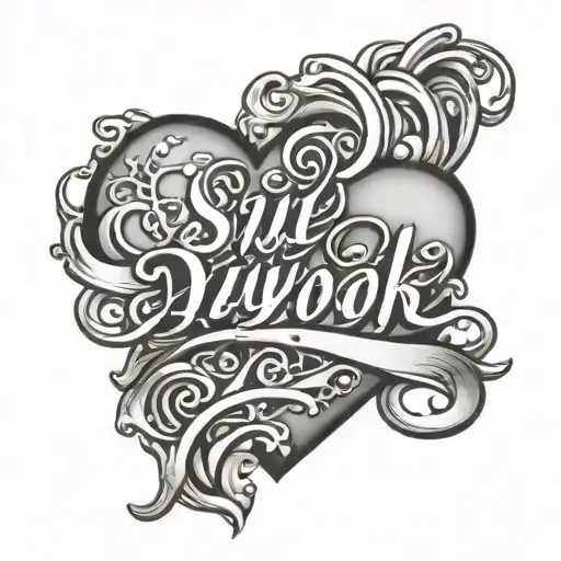 The Name Su Hyeok With A Heart In Cursive Writing Basic