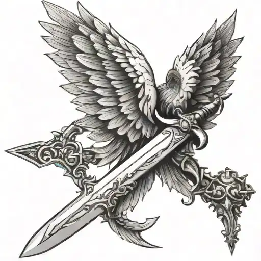 Medival Sword With Angelic Wings