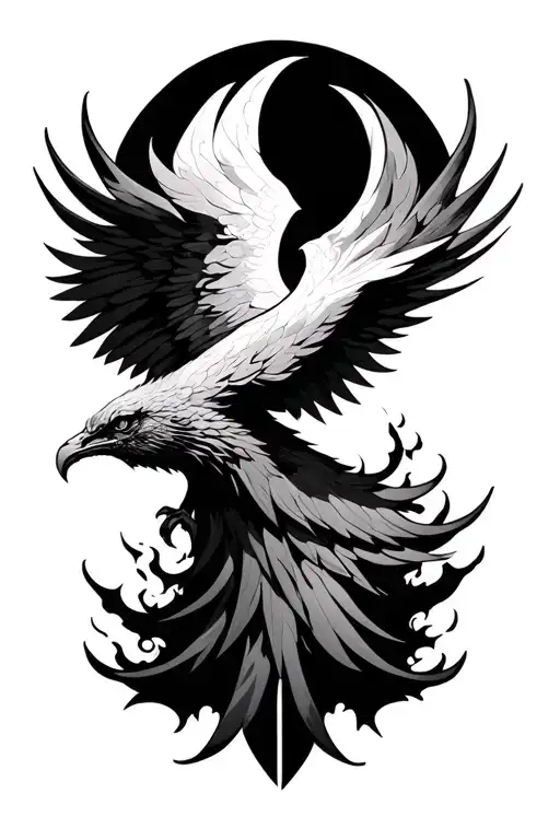 Phoenix Rising From Ashes Symbolizing