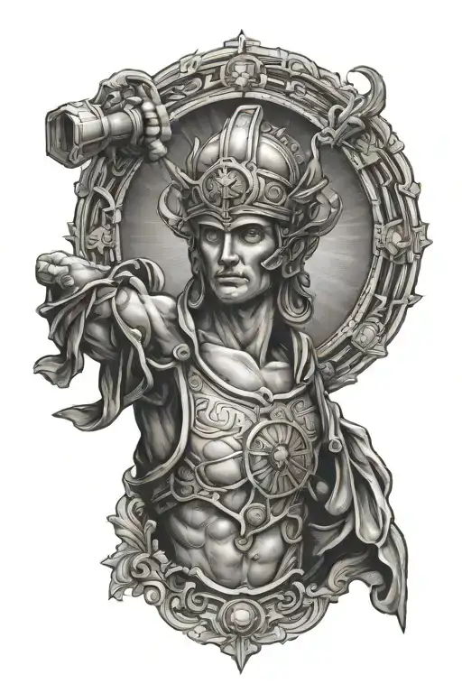 A Forearm Tattoo Of Mars The Roman God Hermes