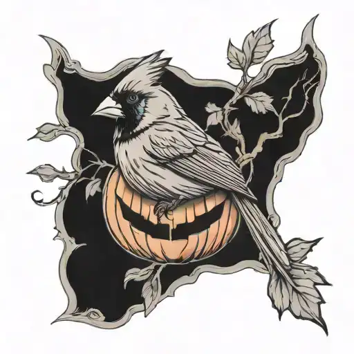 Cardinal On Jack O Lantern