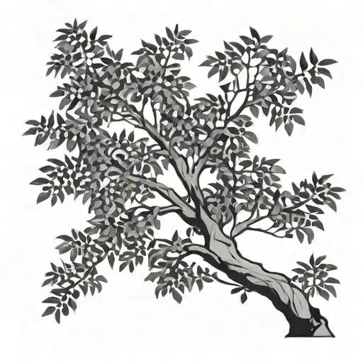 Silhouette Of A Eucalyptus Tree With A Straight Trunk And Leaves But No Fruit