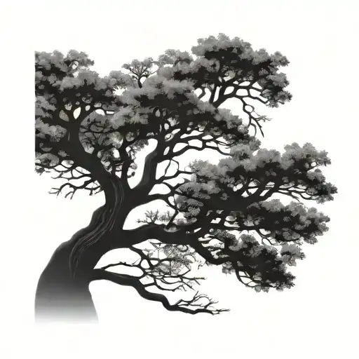 Silhouette Of A Tree With A Straight Trunk