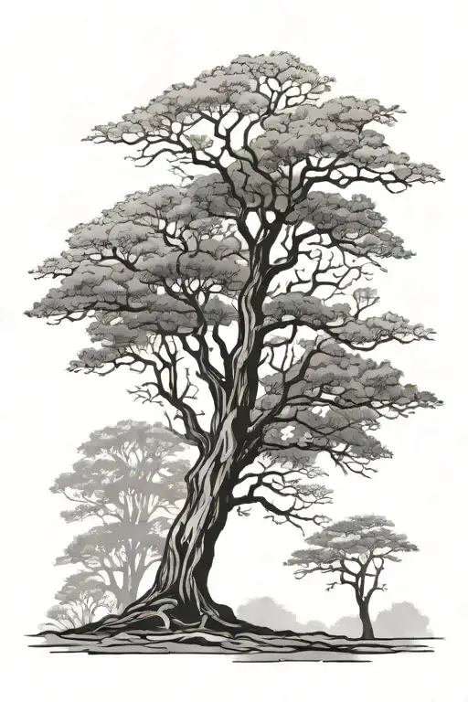 5 Straight Trunk Tree Silhouettes