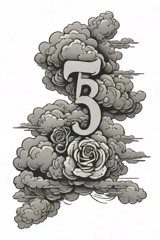 Number 5 Clouds Surrounding With A Quote Written