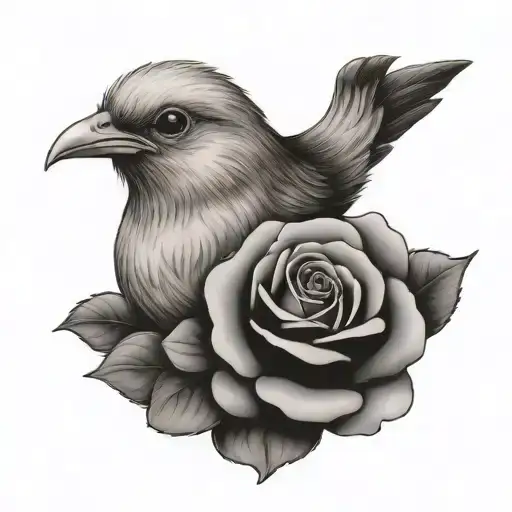 Chick With Rose In Its Mouth