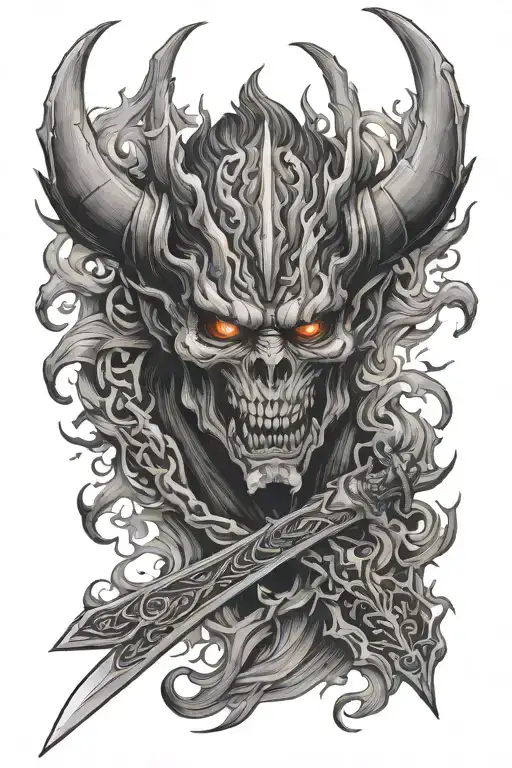 Demon With A Blade On Fire