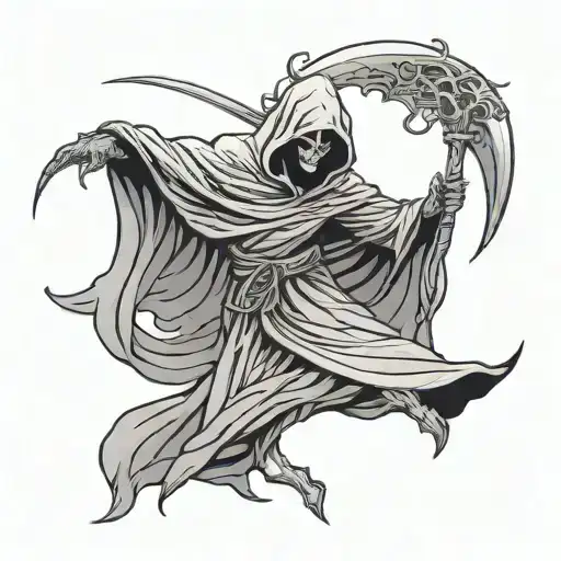 Grim Reaper Flying 2D Fantasy Minimalist