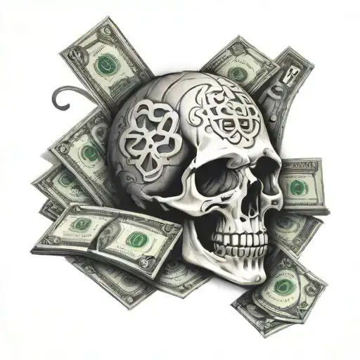 Skull Wrapped In Money Symbols