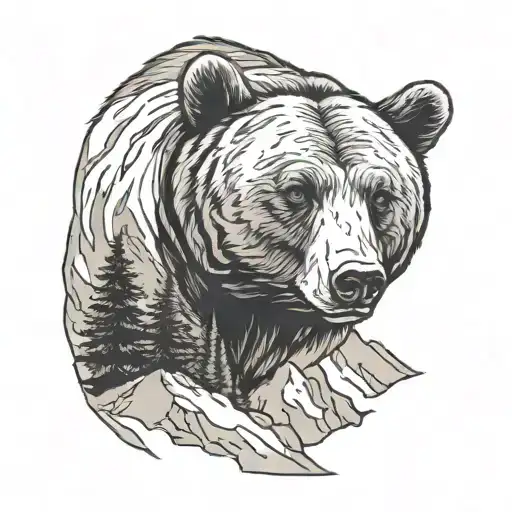 Bear Face On A Mountain Side