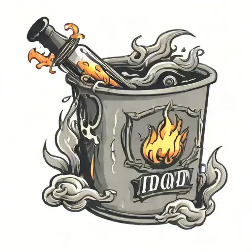 Id Est Quod Id Est With A Tiny Bin On Fire