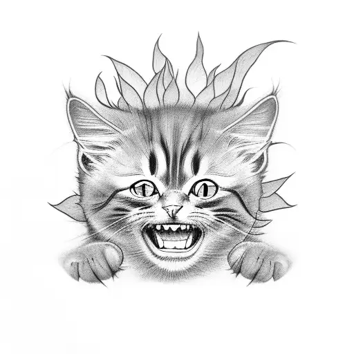 Black Cat Stretching Up Sunflower