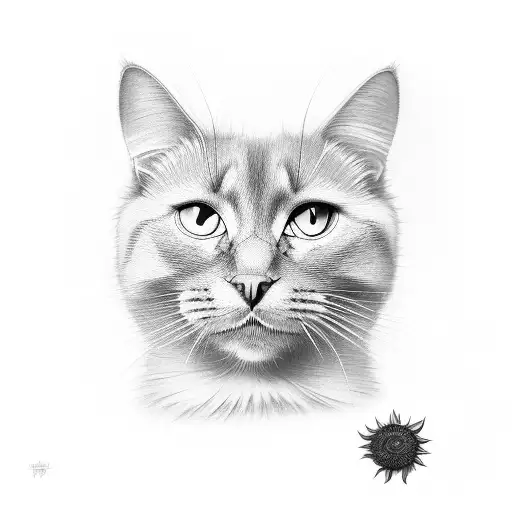 Black Cat Stretching Up Sunflower Stem