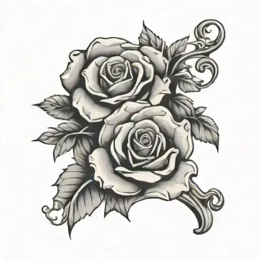 Letter T With Roses In The Background