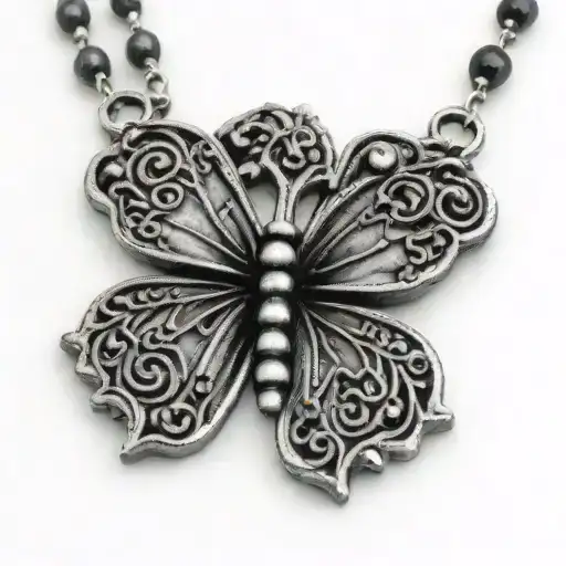 3D Butterfly Rosary Necklace