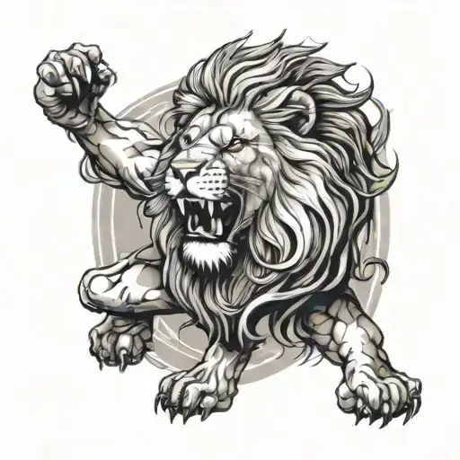 A Lion Roaring With A Map Of The World In The Background