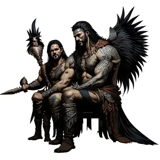 Warrior And Family Sitting