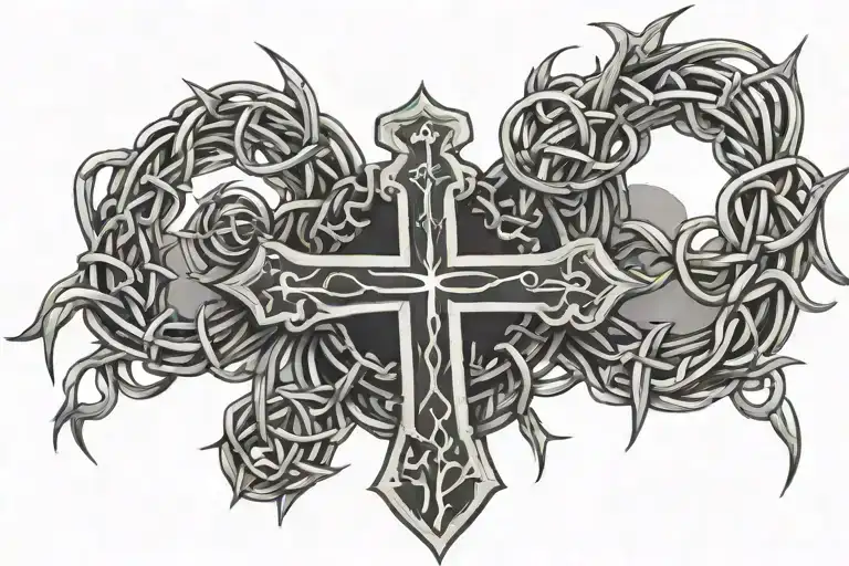 3 Crosses And Crown Of Thorns Intertwined