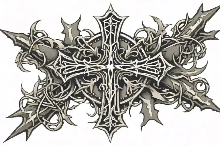 3 Crosses And Crown Of Thorns Wrapped