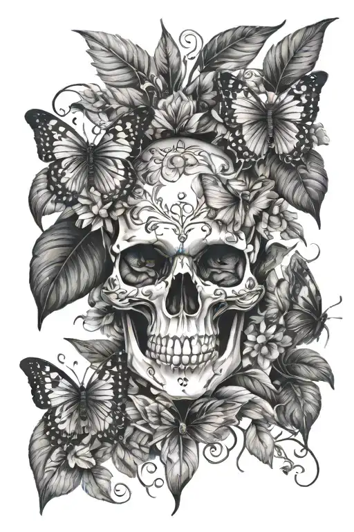 Skulls Butterflies Foliage Feminine Dark Gothic Inspired