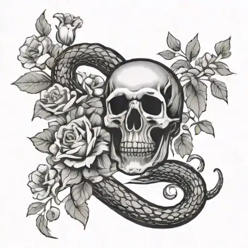 Death Tarot Card Snake And Flowers