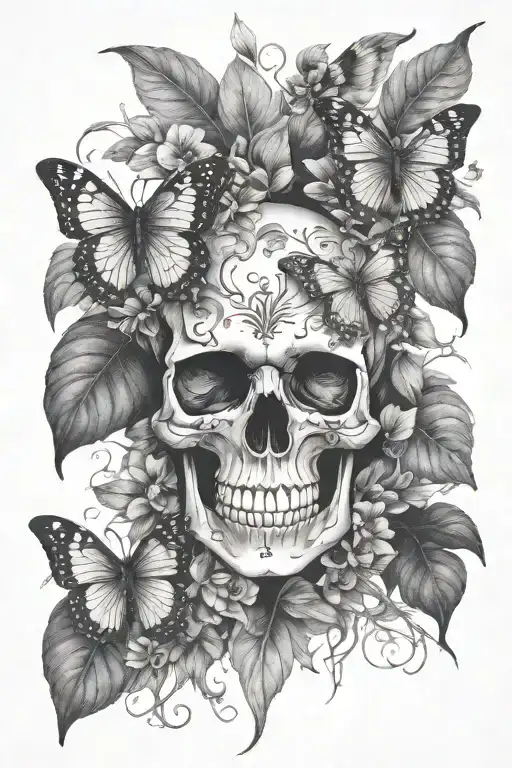 Skulls Butterflies Foliage Feminine Dark Gothic Inspired