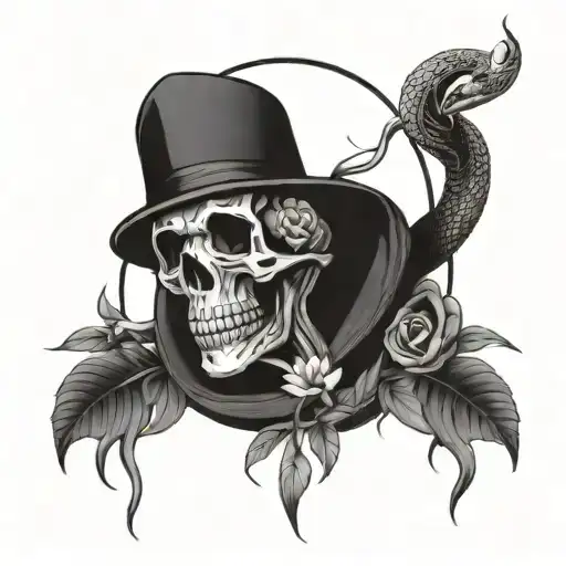 Death Tarot Card With Snake And Flowers