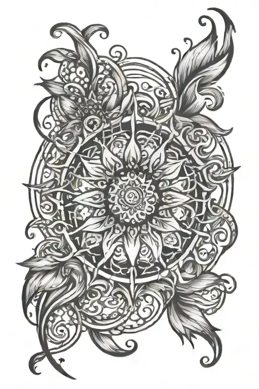 Tangled Sun Unalome Symbol
