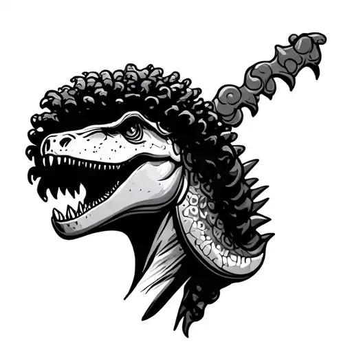 New School Trex With Curly Afro Hair