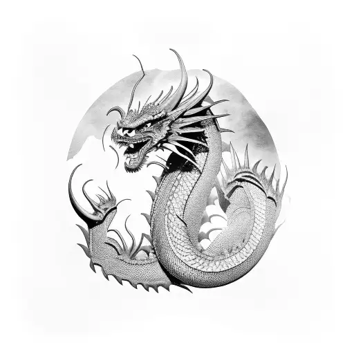 Western Dragon Emerging From Book