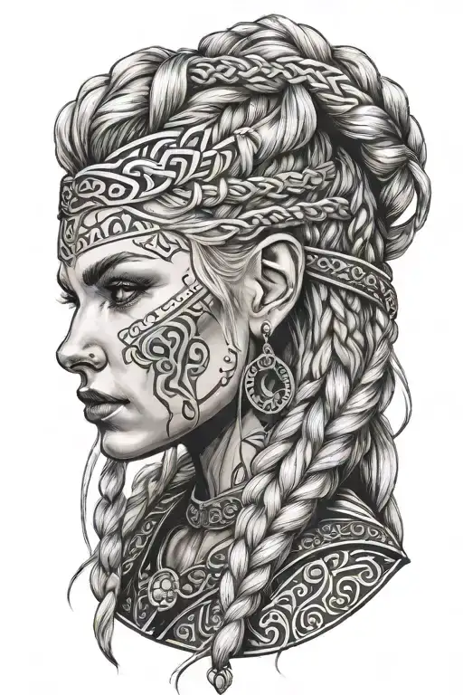 Blonde Viking Woman Face Profil Braids