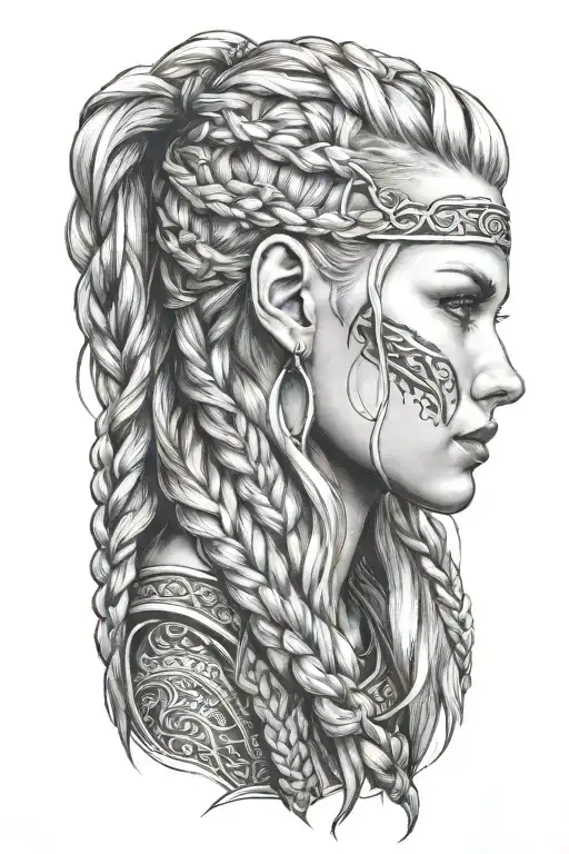 Blonde Viking Woman Face Profil Braids