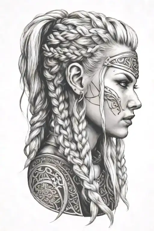 Blonde Viking Woman Face Profil Braids
