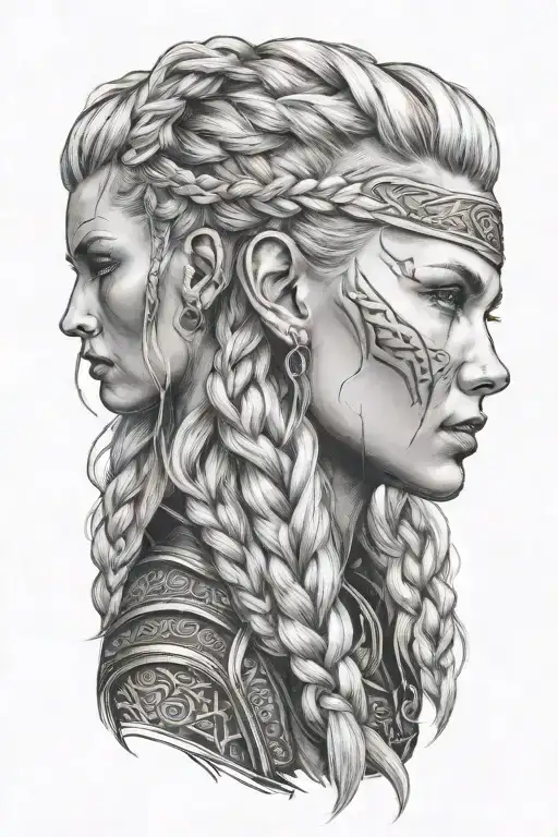 Blonde Viking Woman Face Profil Braids