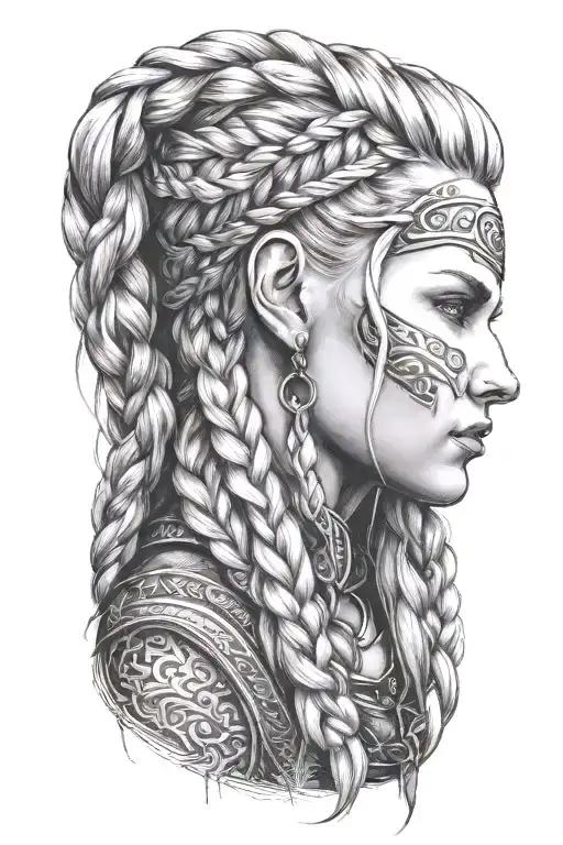 Blonde Viking Woman Face Profil Braids